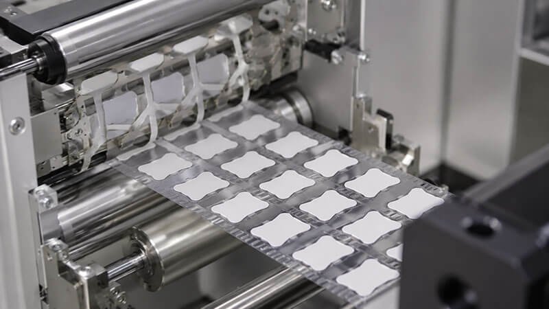 Rotary die-cutting machine producing die-cut parts on a transparent carrier liner