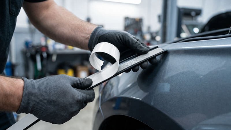 Fluorosilicone release liner for automotive exterior trim bonding tape